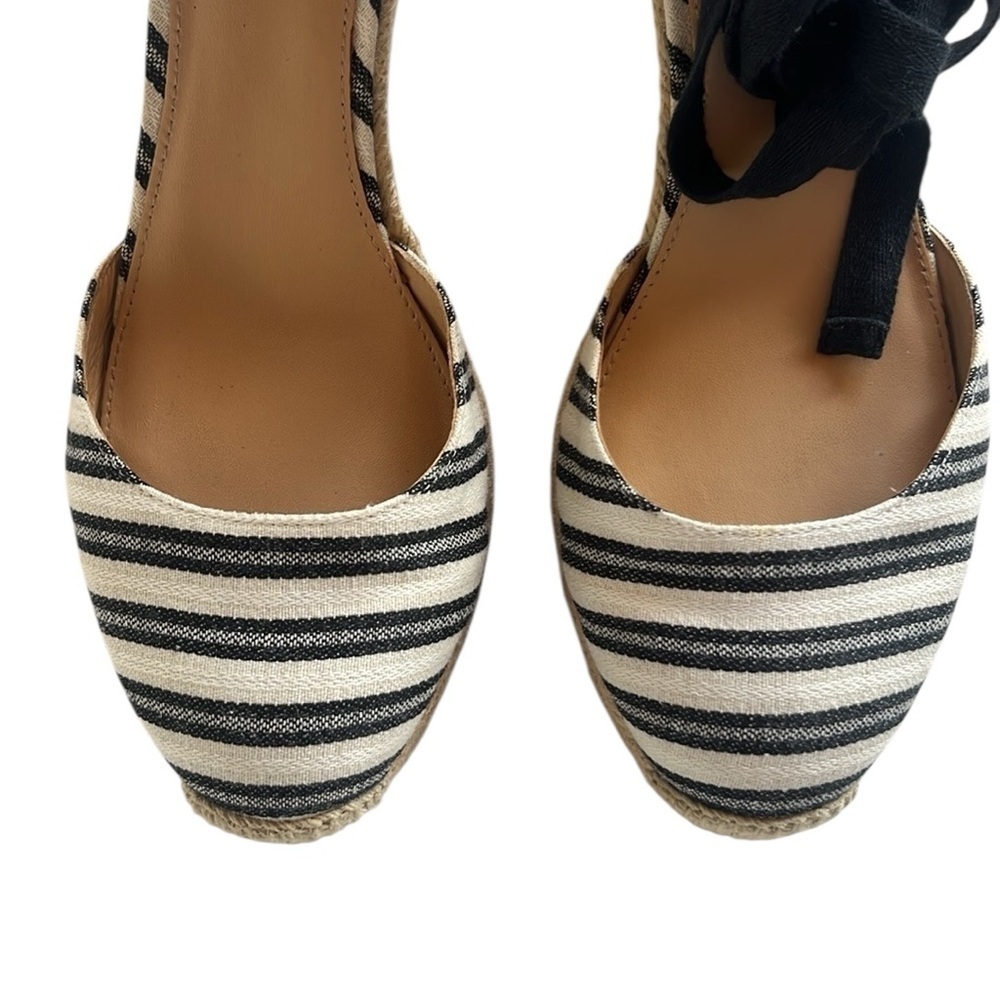 J. Crew Espadrille Wedges With Ankle Wrap In Stripe Shoes Women’s Size 8.5 - Picture 5 of 8